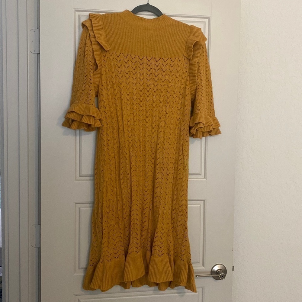Happy X Nature Mustard Sweater Dress - Large